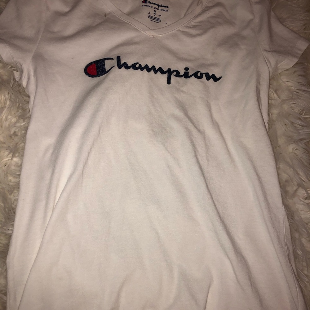 v neck champion white tee
